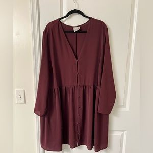 ASOS Curve Maroon Smock Swing Dress